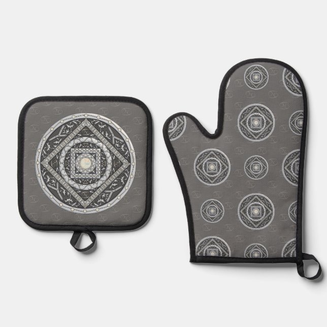 Cancer Mandala Oven Mitt & Pot Holder Set (Front)