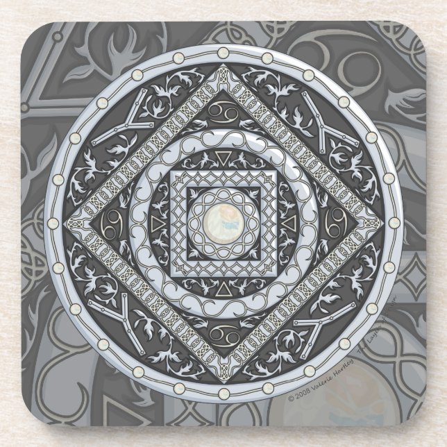 Cancer Mandala Square Coaster (Front)