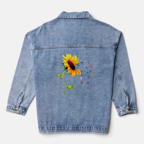 Cancer Matter Sunflowers All Ribbons World Cancer  Denim Jacket