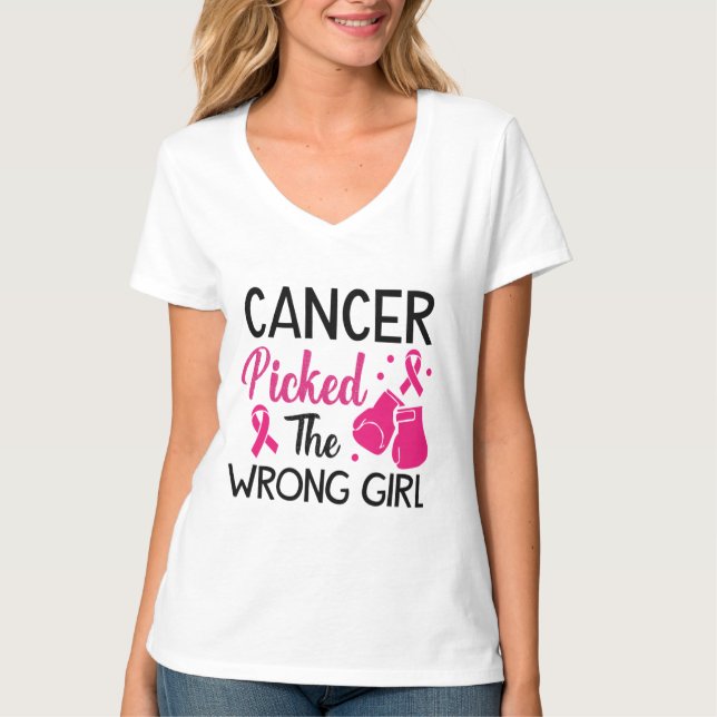 Cancer Messed w/the Wrong Girl T-Shirt (Front)