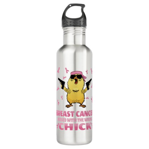 Cancer Messed With The Wrong Chick Breast Cancer Stainless Steel Water Bottle