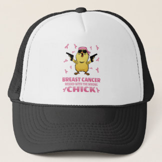 Cancer Messed With The Wrong Chick, Breast Cancer Trucker Hat