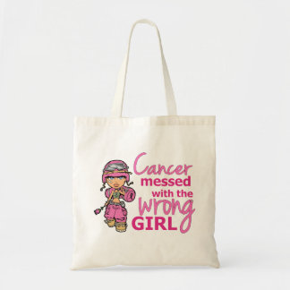 Cancer Messed With The Wrong Girl 2 Breast Cancer Tote Bag