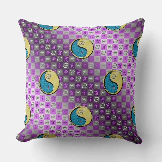 Cancer & Metal Boar Throw Pillow (Front)