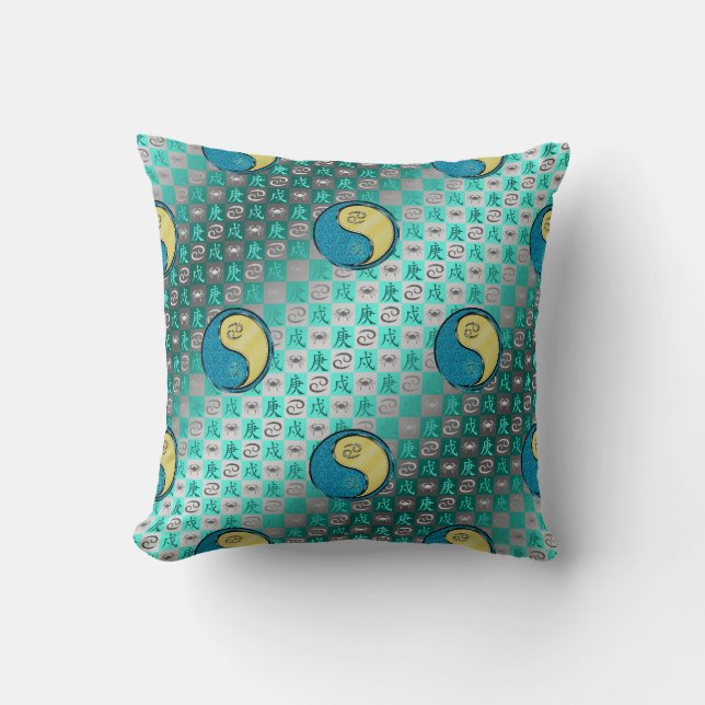 Cancer & Metal Dog Throw Pillow (Front)