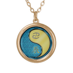 Cancer & Metal Dragon Gold Plated Necklace