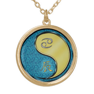 Cancer & Metal Dragon Gold Plated Necklace