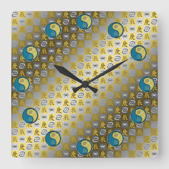 Cancer & Metal Dragon Square Wall Clock (Front)