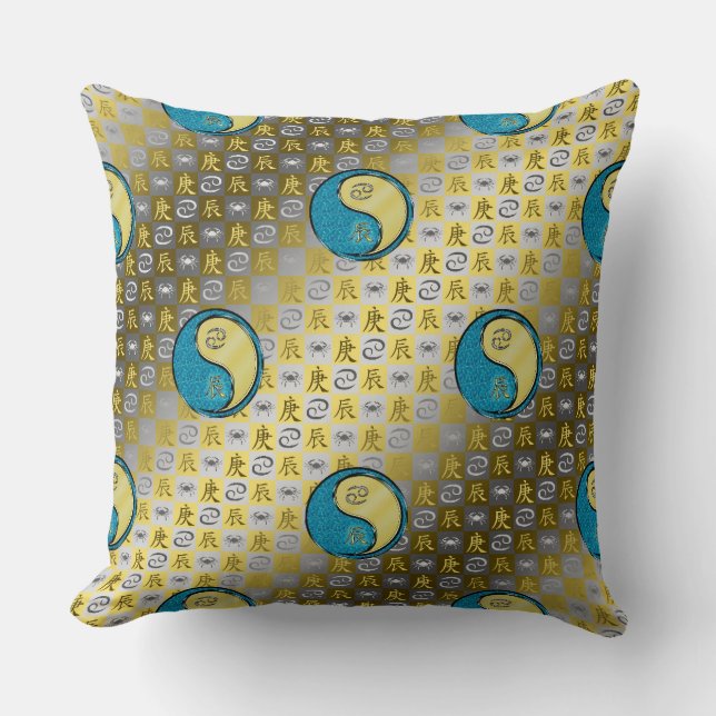 Cancer & Metal Dragon Throw Pillow (Front)