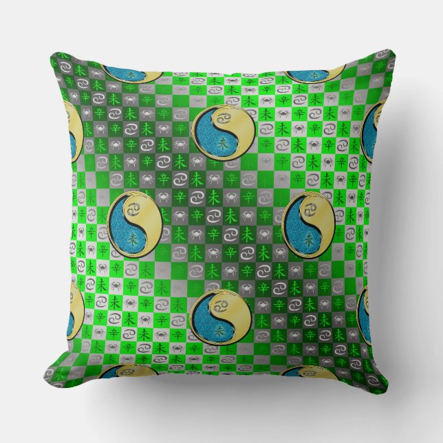 Cancer & Metal Goat Throw Pillow (Front)