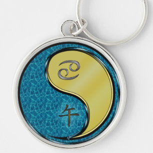 Cancer & Metal Horse Keychain