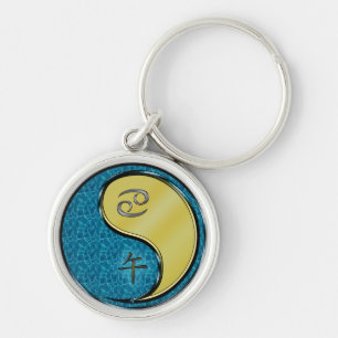Cancer & Metal Horse Keychain