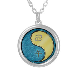 Cancer & Metal Horse Silver Plated Necklace