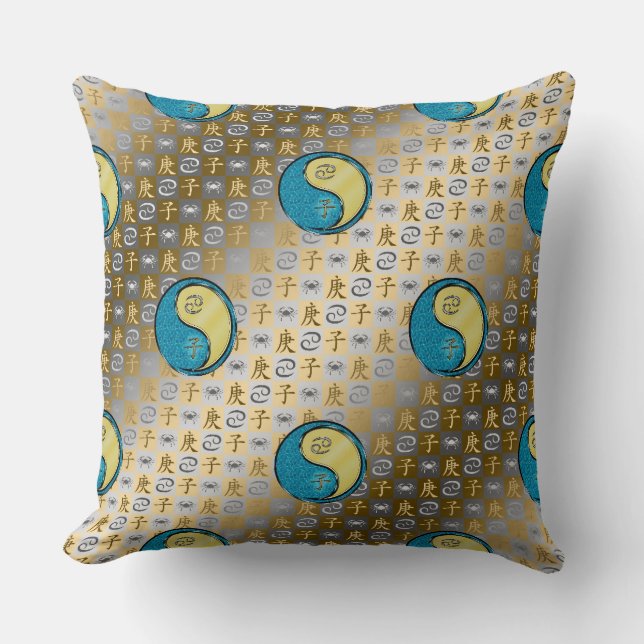 Cancer & Metal Rat Throw Pillow (Front)