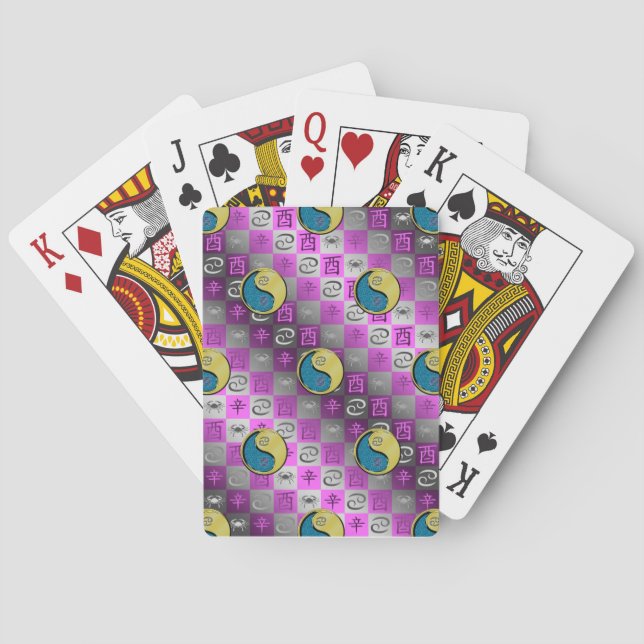 Cancer & Metal Rooster Classic Playing Cards (Back)