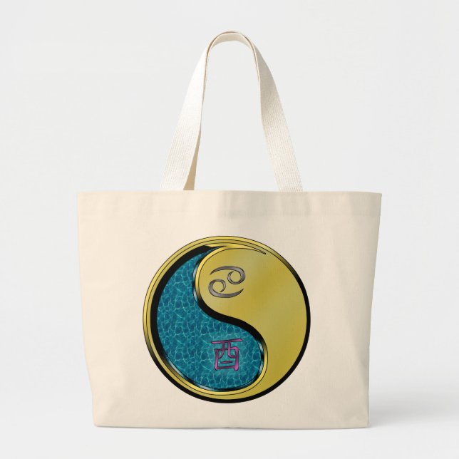 Cancer & Metal Rooster Large Tote Bag (Front)