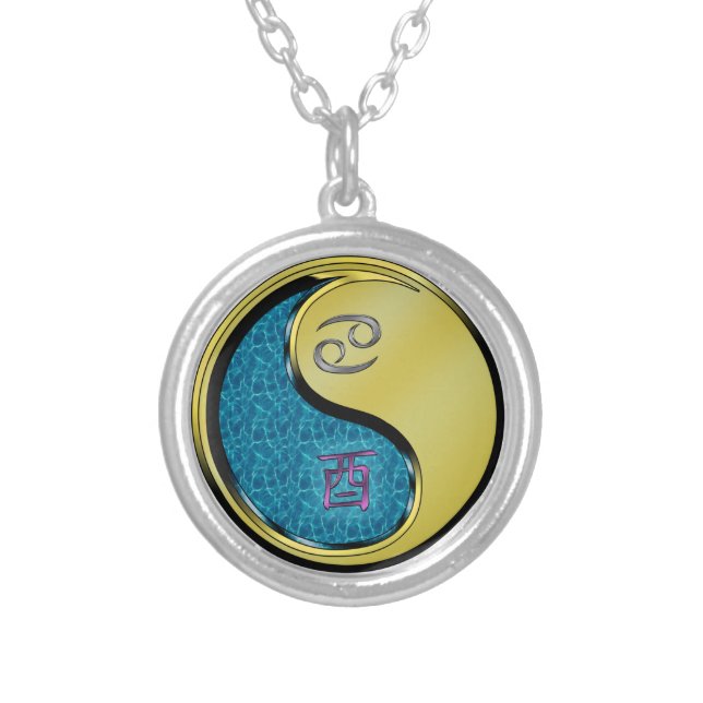 Cancer & Metal Rooster Silver Plated Necklace (Front)