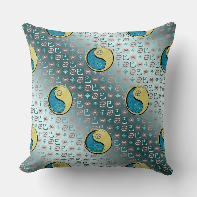 Cancer & Metal Snake Throw Pillow (Front)