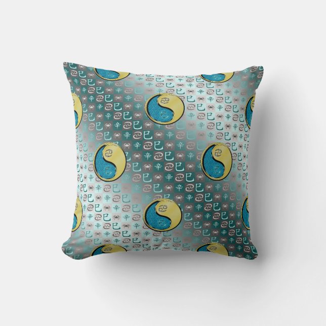 Cancer & Metal Snake Throw Pillow (Front)