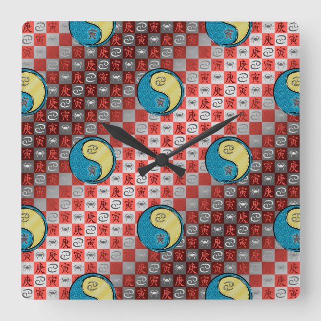 Cancer & Metal Tiger Square Wall Clock (Front)