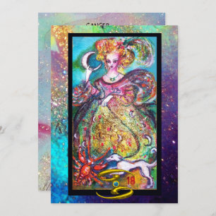 CANCER,MOON LADY,TAROT ASTROLOGY ZODIAC BIRTHDAY CARD