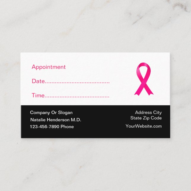 Cancer Oncology Doctor Appointment Business Cards (Front)