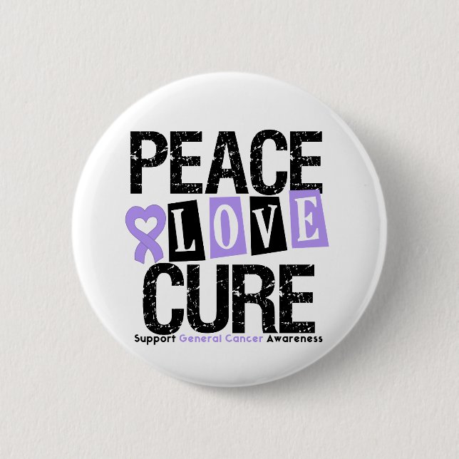 Cancer Peace Love Cure Pinback Button (Front)