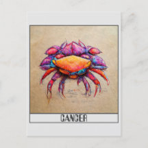Cancer pencil colorful doodle art Postcard
