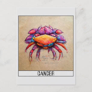 Cancer pencil colorful doodle art Postcard