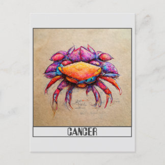 Cancer pencil colorful doodle art Postcard