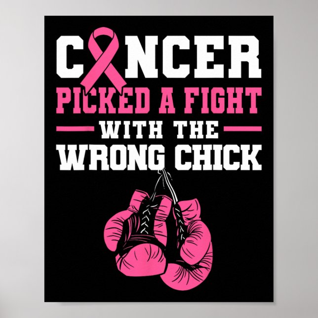 Cancer Picked A Fight With The Wrong Chick Boxing  Poster (Front)