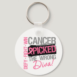 Cancer Picked The Wrong Diva - Breast Cancer Keychain