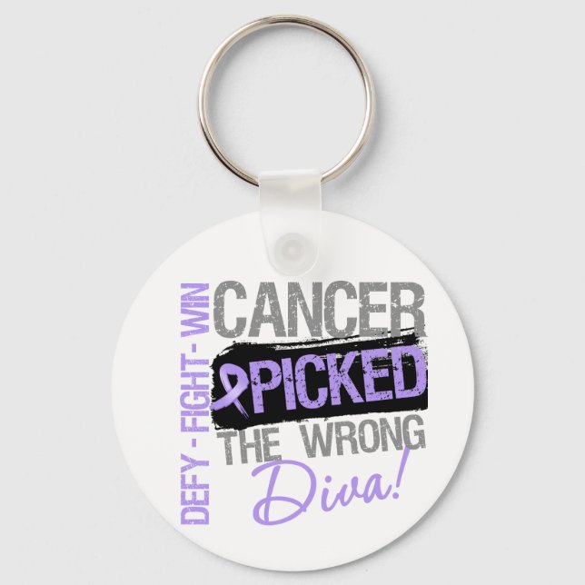 Cancer Picked The Wrong Diva Keychain (Front)