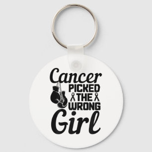 Cancer Picked The Wrong Girl Breast Cancer Awarene Keychain