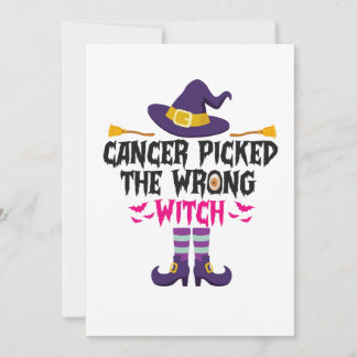 Cancer Picked The Wrong Witch Funny Halloween Gift Holiday Card