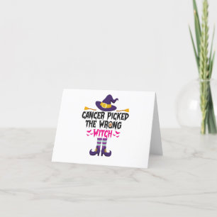 Cancer Picked The Wrong Witch Funny Halloween Gift Letterpress Thank You Card