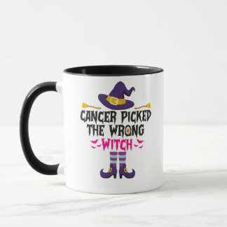 Cancer Picked The Wrong Witch Funny Halloween Gift Mug