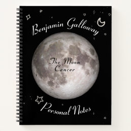 Cancer Planet Moon Zodiac Monogram Cosmic Text  Notebook