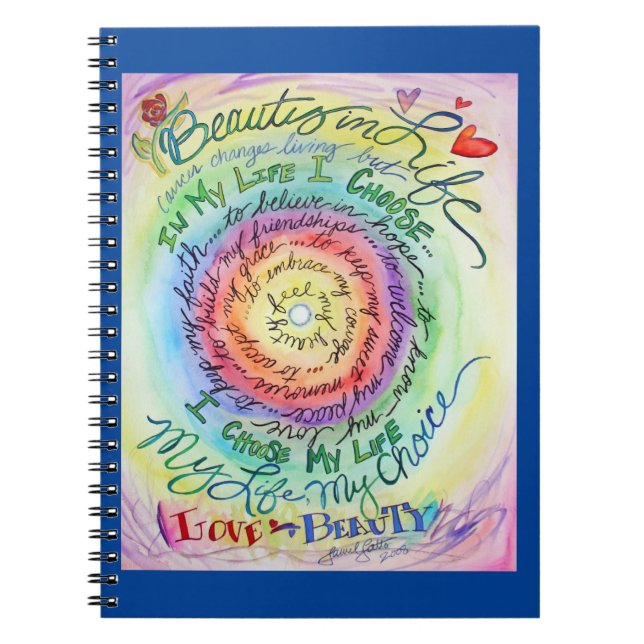 Cancer Poem Affirmation Rainbow Journal Notebook (Front)