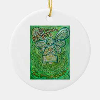 Cancer Poem Green Angel Art Custom Gift Ornaments