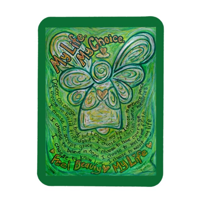 Cancer Poem Green Angel Art Custom Magnet (Vertical)