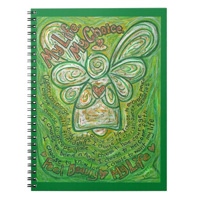 Cancer Poem Green Angel Art Notebook Journal (Front)
