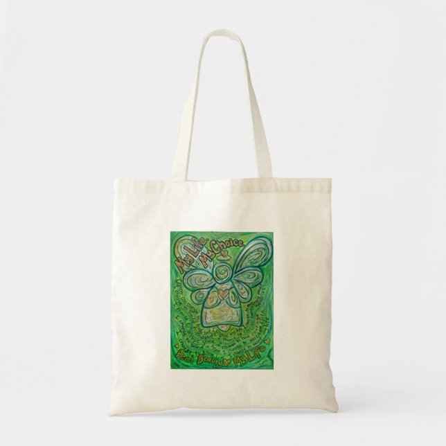 Cancer Poem Green Angel Art Tote Bag (Front)