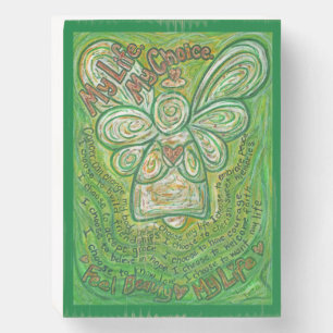 Cancer Poem Green Guardian Angel Wood Box Sign