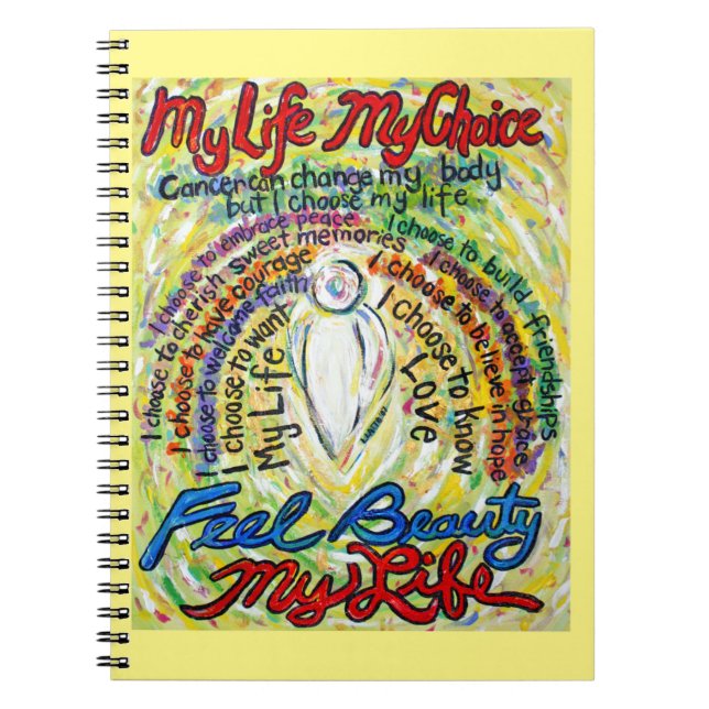 Cancer Poem White Angel Art Journal Notebook (Front)