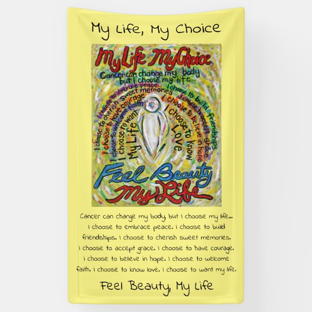 Cancer Poem White Guardian Angel Art Custom Banner (Vertical)
