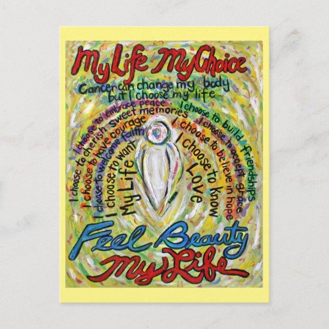 Cancer Poem White Guardian Angel Art Postcards (Front)