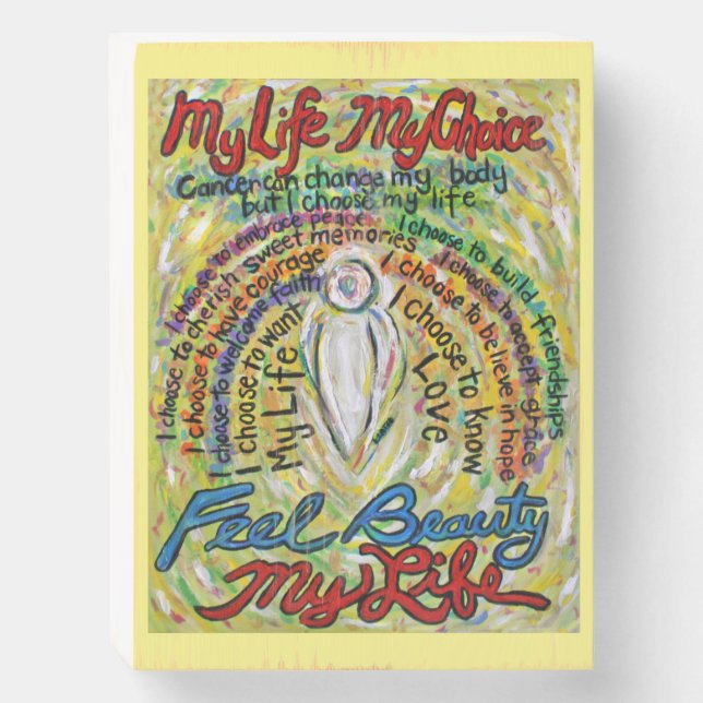 Cancer Poem White Guardian Angel Wood Box Sign (Front Vertical)