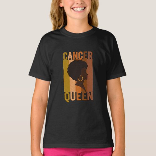 Cancer Queen Zodiac Sign Melanin Retro Vintage  T_Shirt