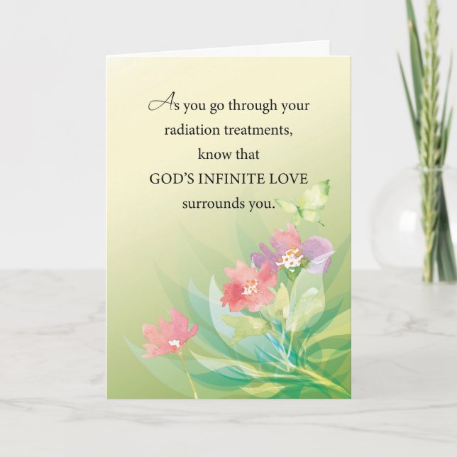 Cancer Radiation Religious Support Greenery Flower Card (Front)